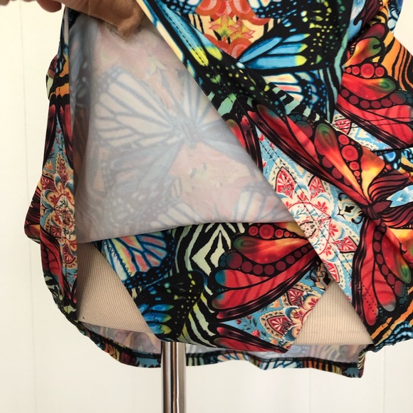 BECCA Rebecca Virtue M Bohemian Boho Butterfly Halter SWIMSUIT Tankini & Skirt - Picture 6 of 12